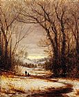 Sanford Robinson Gifford Paintings - A Winter Walk by Sanford Robinson Gifford
